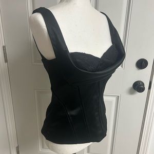WHBM Black Silky Lace Front Bustier NWOT Size 6